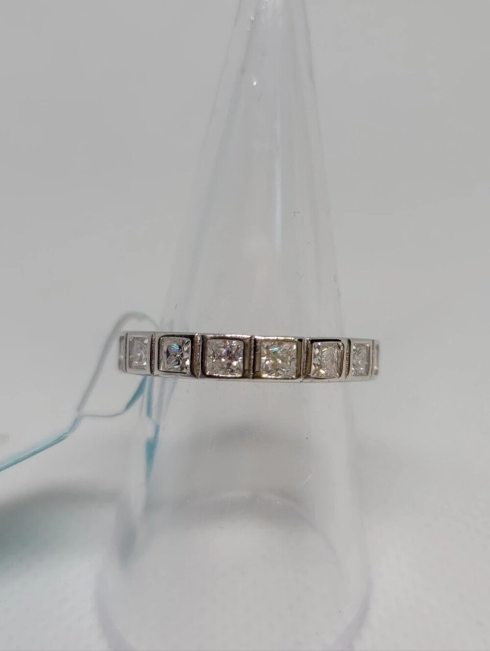 Eternity Band with Princess Cut Moissanite Stones Ring